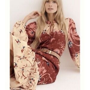 Anthropologie Othilia Carmela Maxi Long Sleeve Boho Dress